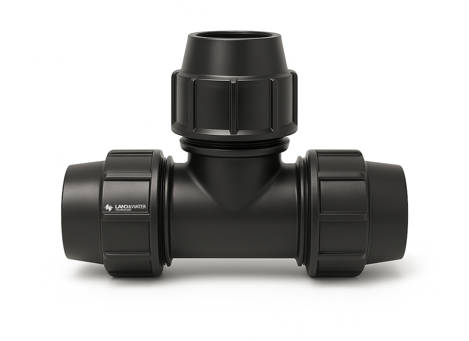 Plasson Metric Compression Tees for Blueline Poly Pipe