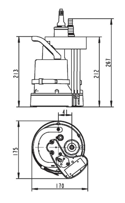 Jung Pumpen SIMER 0.19kW Low Level Drainage Pump for Dirty Water with Level Control (Max 62LPM/60kPa)