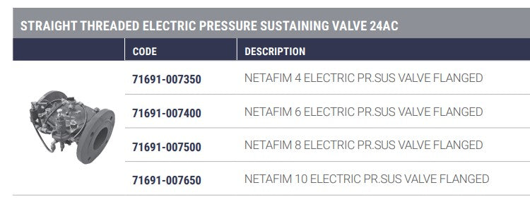 Dorot S100 PR/ES Series Cast Iron Basic Pressure Sustaining/Electric 24AC Solenoid Valves with 3-Way Selector