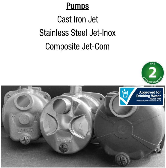 DAB Jinox Series Self Priming Stainless Steel Jet Pumps with Automatic Switch & Suction Lift