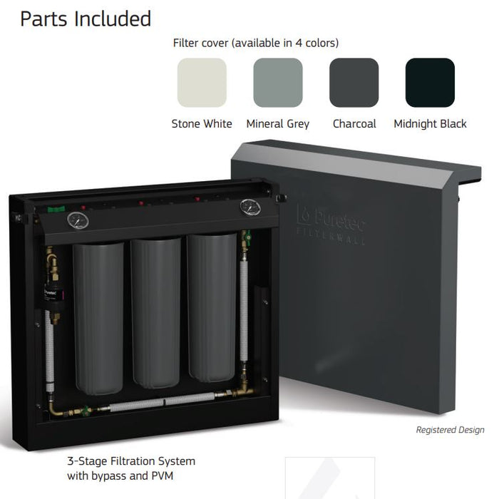 Puretec Filterwall F4 Freestanding Whole House Filtration System with ScaleGuard Kit & Plumbed Bypass (30LPM)