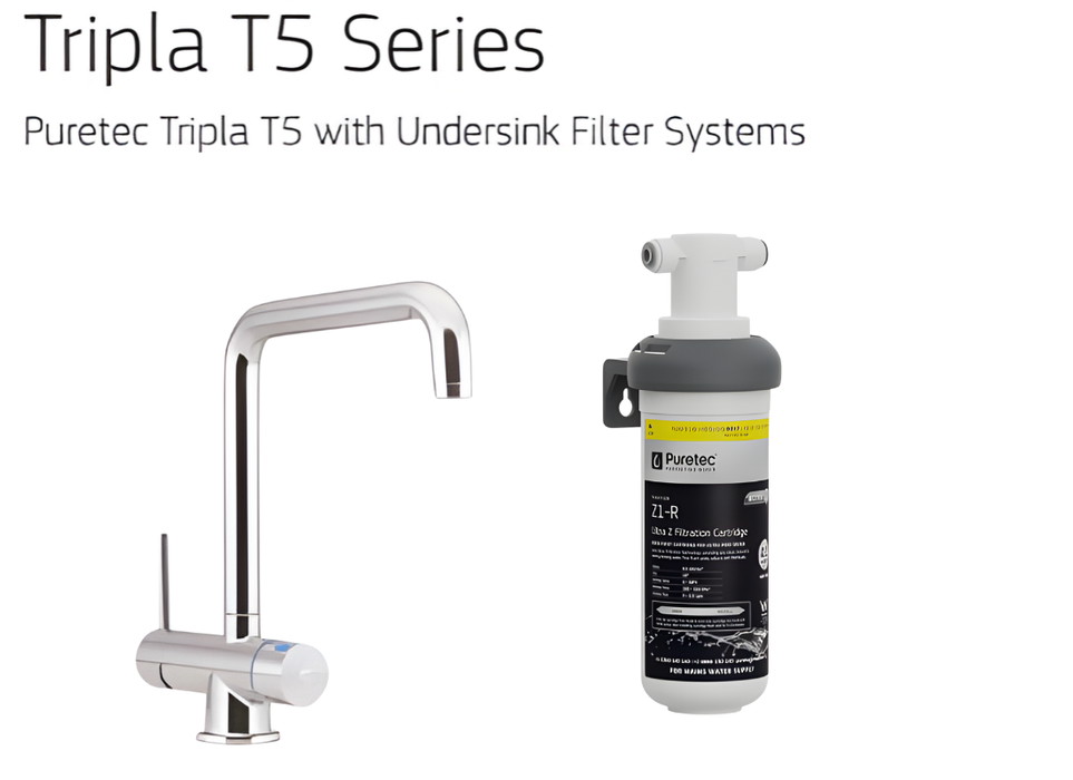 Puretec Tripla T-Series 3-Way Mixer Taps for Hot, Cold & Filtered Water (T1–T6 Range)