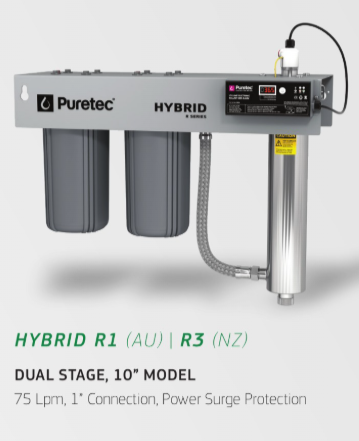 Puretec Hybrid R1 Dual Stage Whole House UV Water Treatment System (75LPM)