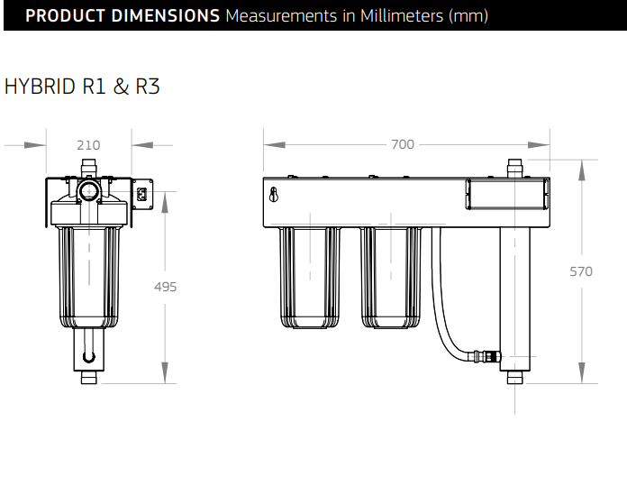 Puretec Hybrid R1 Dual Stage Whole House UV Water Treatment System (75LPM)