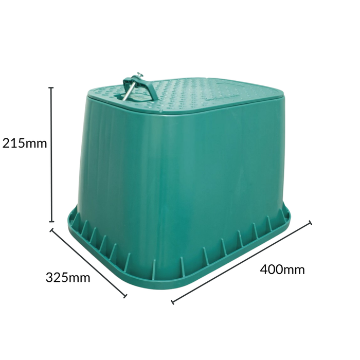 Rain PZRM Cert 111 10" EzOpen Extra Tough Commercial Medium Rectangular Valve Box with Lifting Handle (320mm Wide x 400mm Long x 215mm Deep)