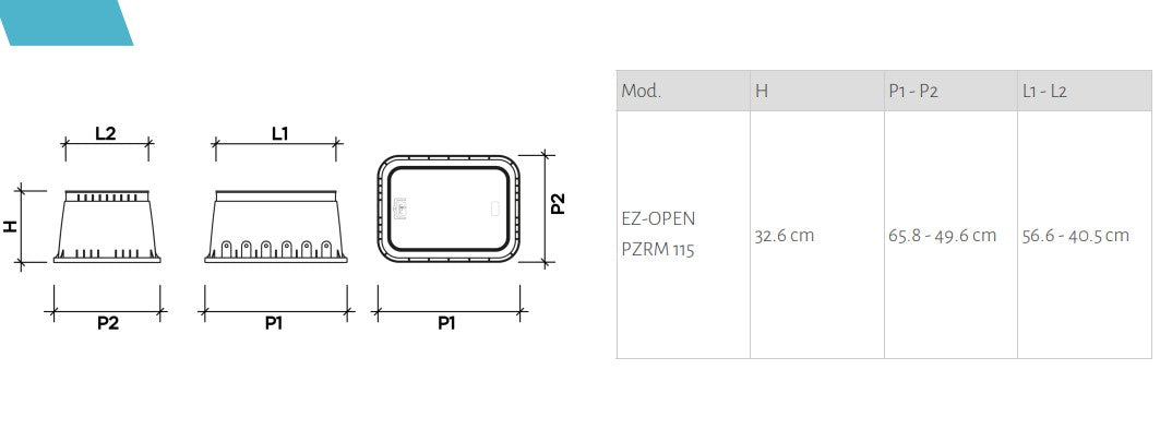 Rain PZRM Cert 115 20" Jumbo Extra Tough EzOpen Commercial Medium Rectangular Valve Box with Lifting Handle (495mm Wide x 660mm Long x 330mm Deep)