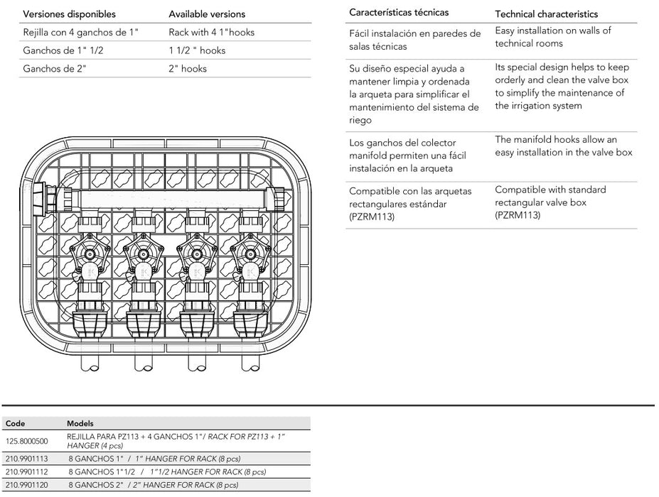 Rain GRID 113 Valve Box Positioning Grid with 4 Hangers for Manifold Mounting