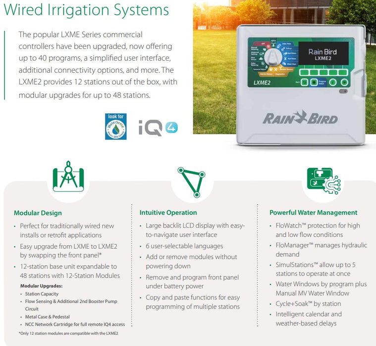 Rain Bird ESP-LXME2 12 Station Modular Commercial Irrigation Contoller (Expandable to 48 Stations)