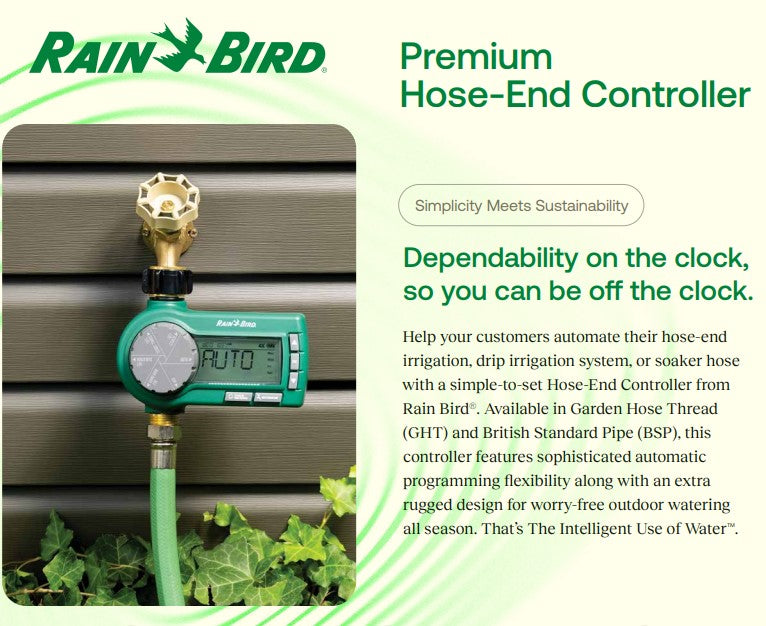 Rain Bird Battery Operated Hose End Tap Timer with Large LCD Screen
