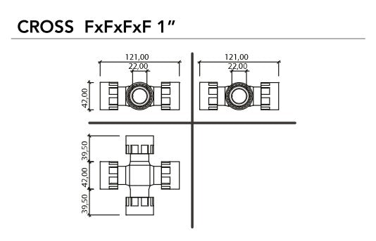 Rain PVC 25mm Manifold Swivel Cross F/F/F/F with O-Ring