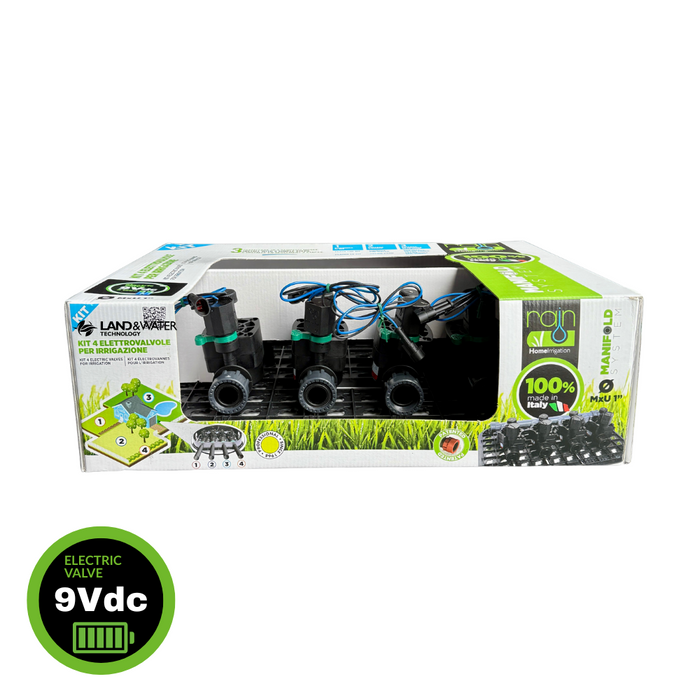 Rain Pre-Assembled DC 25mm Irrigation Solenoid Manifold Kit with x4 Valves & Quick Connectors