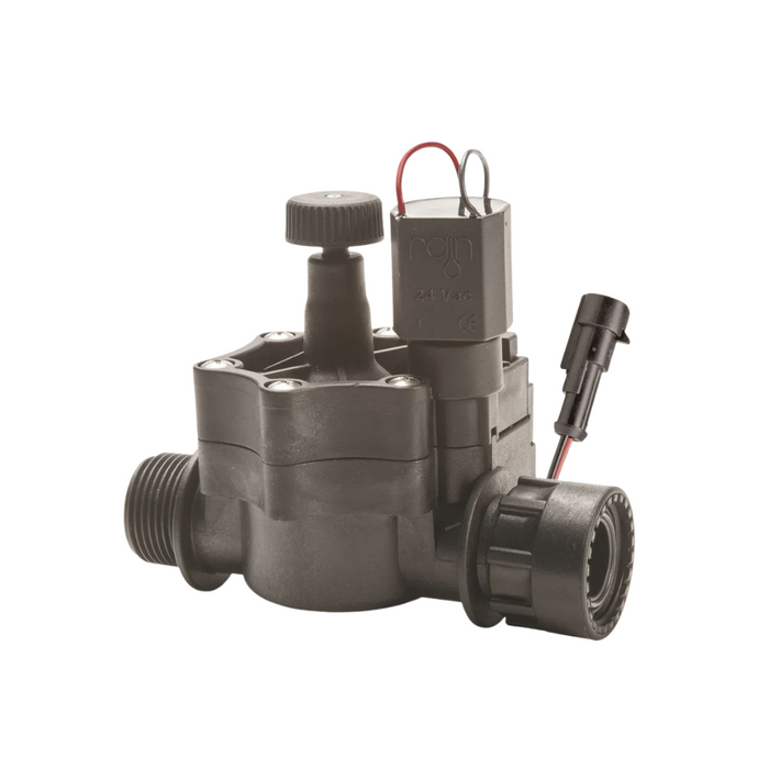 Rain RN 154 DC 25mm Male x Union Irrigation Solenoid Valve with Flow Control