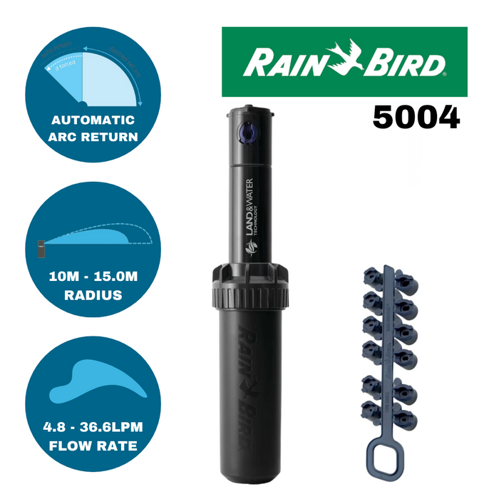 Rain Bird 5004 100mm Adjustable 40-360° Gear Drive Sprinklers (10-15m / 20mm BSP)