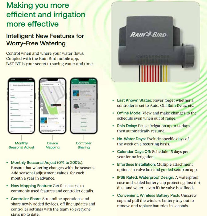 Rain Bird ESP-BAT-BT Battery Powered Irrigation Controllers with Bluetooth