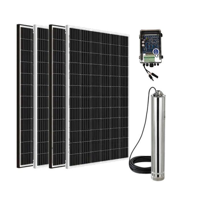Land & Water 3" 0.50kW Submersible Solar Bore Pump Complete Kit with x4 200W Solar Panels & 40m Cable (Max 23LPM/1000kPa)