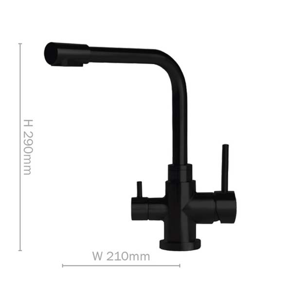 Land & Water 304ss Brushed Black 3-Way Short Square Neck Filter Mixer Tap