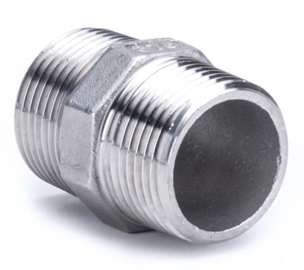 316 Stainless Steel BSP Threaded Hex Nipple - Male