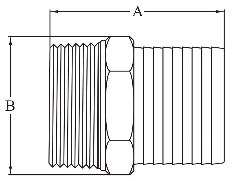 Stainless Steel 316 BSP Hose Tail - Male