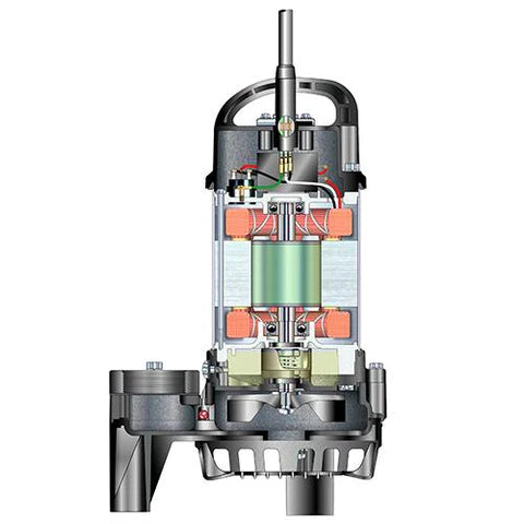 Tsurumi 40PU2.25S 0.25kW Submerible Wastewater Pump with Vortex Impeller (Max 210LPM/60kPa)