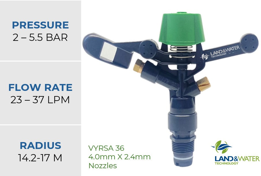 Vyrsa 36 Anti Frost Full Circle 20mm Male Plastic Impact Sprinkler with Double 4.0mm/2.4mm Nozzle