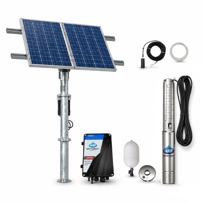 Waterboy 4C1261100 Submersible Centrifugal Solar Pump Kit with 4x Solar Panels & 40m Cable
