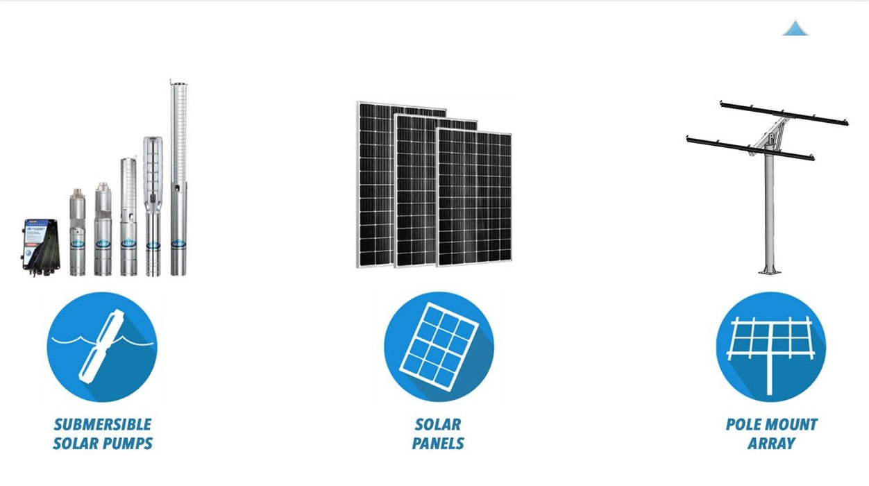Waterboy 5C2822200 2.20kW Submersible Centrifugal Solar Bore Pump Complete Kit with x8 370W Solar Panels & 40m Cable (Max 260LPM/100kPa)
