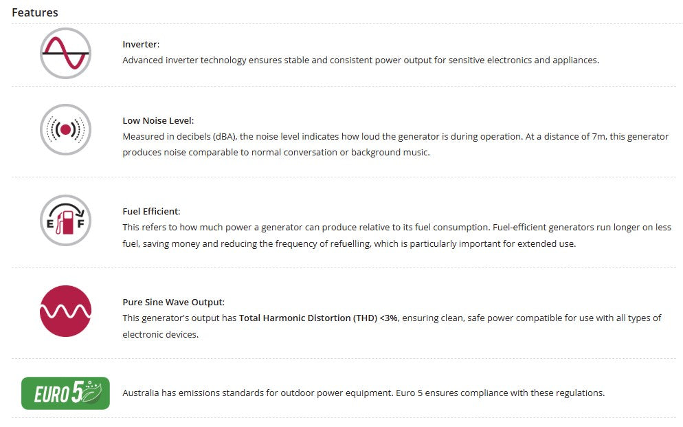 Welling & Crossley WC-P3200Si 3.20kW Ultra-Quiet Portable Inverter Generator with Pure Sine Wave & LCD Display