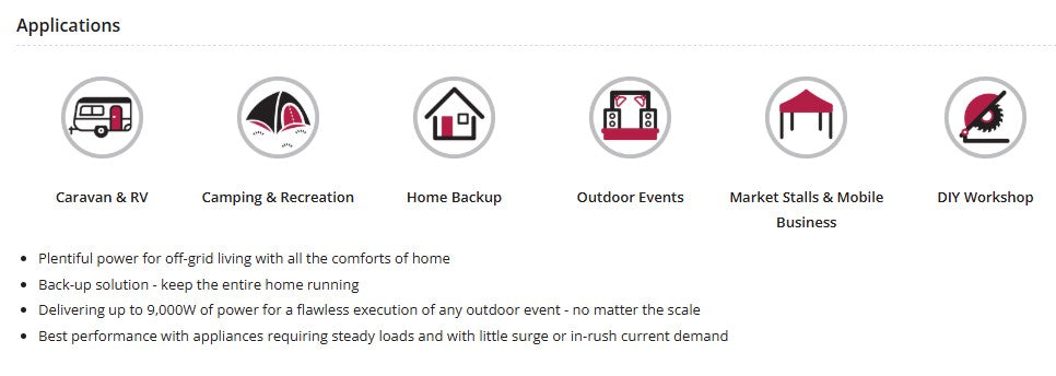 Welling & Crossley WC-P9000Si 9.00kW Ultra-Quiet Smart Inverter Petrol Generator with Pure Sine Wave & Remote Start