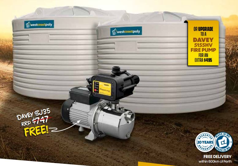 2x 25,000LTR Combo Deal Corrugated Round Poly Water Tank with Free Perth Delivery <800km