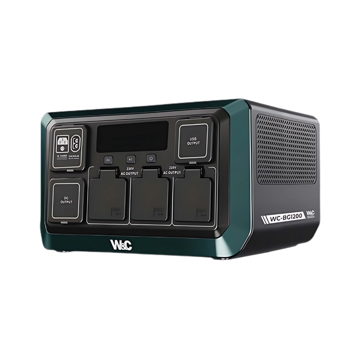 Welling & Crossley WC-BG1200 1.20kW Portable Power Station with 1152Wh LiFePO₄ Battery & Solar Input