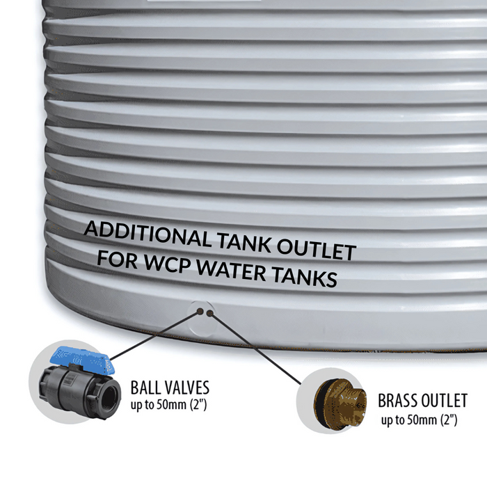 Corrugated Round Poly Water Tank Additional Outlet with Poly Ball Valve