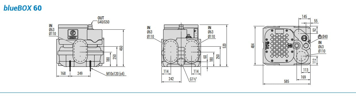 Zenit BlueBOX60 60L Pump-Ready Lifting Station with 40mm Outlet – Suits DG Blue Vortex Pumps (No Pump)