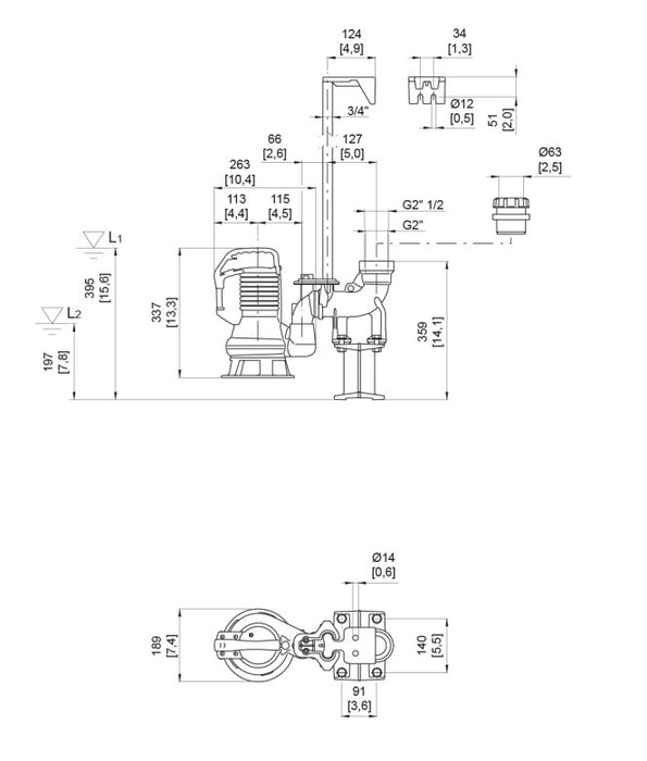 Zenit DG Blue 75 Series 0.55kW 240v Cast Iron Vortex Drainage Pump (Max 420LPM/100kPa)