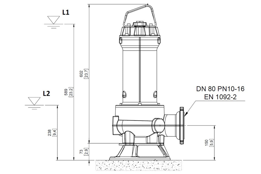 Zenit DDG300 Cast Iron 2 Pole Industrial Vortex Drainage Pump (Max 810LPM/90kPa)