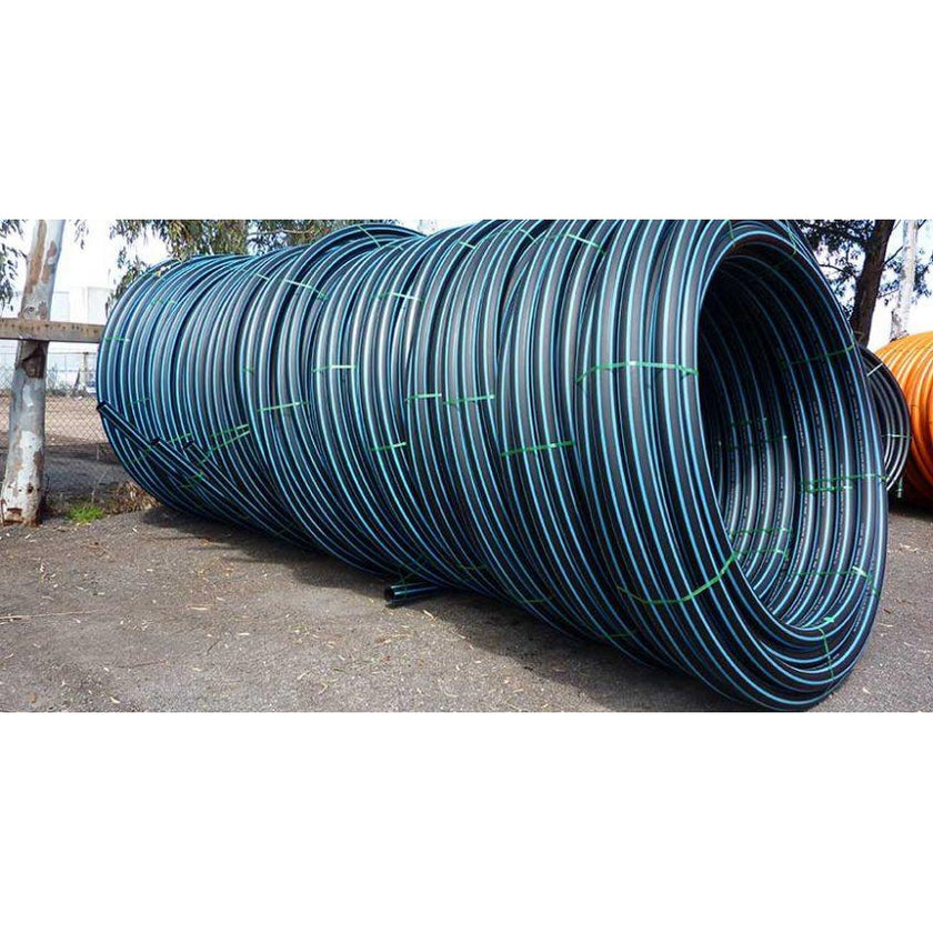 110mm x 100m Metric Blueline Poly Pipe PN12.5 PICKUP PERTH