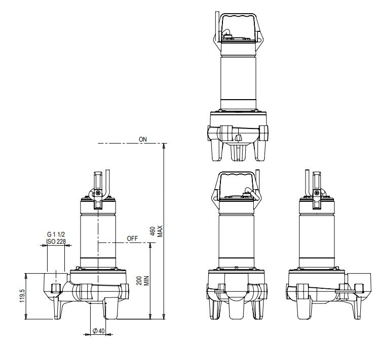 Calpeda GQS 40 Submersible Drainage Pump with Vortex Impeller
