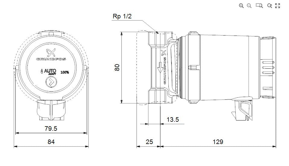 Grundfos Comfort 15-14 BA PM Domestic Hot Water Circulator Pump with Autodapt (Max 7LPM/10kPa)