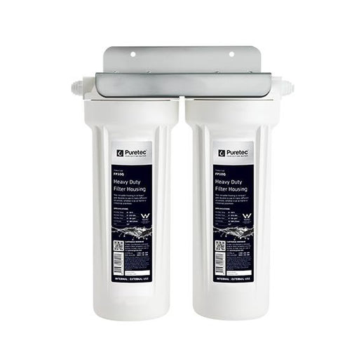 Puretec CD13 Series | Twin Undersink Housing Filter System Product Name: Twin Undersink Filter Housing Assembly (White Bowl) - 1/4" Connection