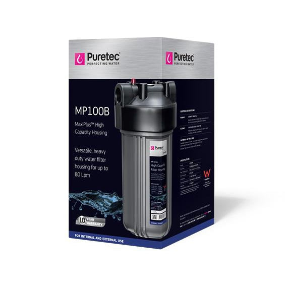 Puretec MP Series | Maxiplus High Capacity Filter Housing Product Name: 10" 1" Filter Housing Kit with Grey Bowl (80Lpm) (Includes Spanner + Stainless Steel Mounting Bracket)