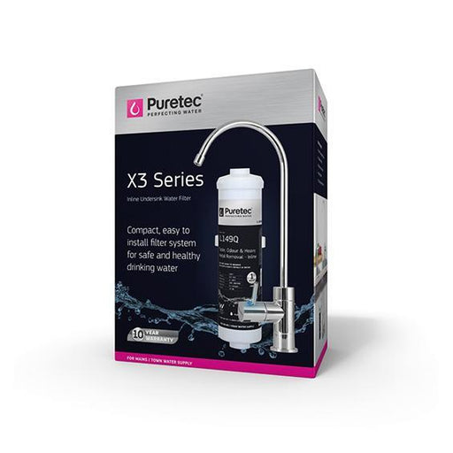 Puretec X3 Series | Inline Undersink Water Filter System with High Loop Faucet Product Name: Puretec X3 Unit Complete