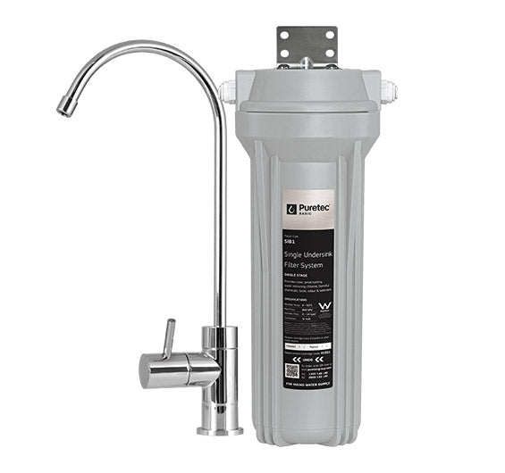 Puretec SIB1 Series | Single Undersink Water Filter System Product Name: Puretec SIB1 Single Undersink Filter System, Puretec SIB1-PL Single Undersink Filter System with Presure Limiting Valve, Replacement Extruded Carbon Cartridge (0.5 Micron)