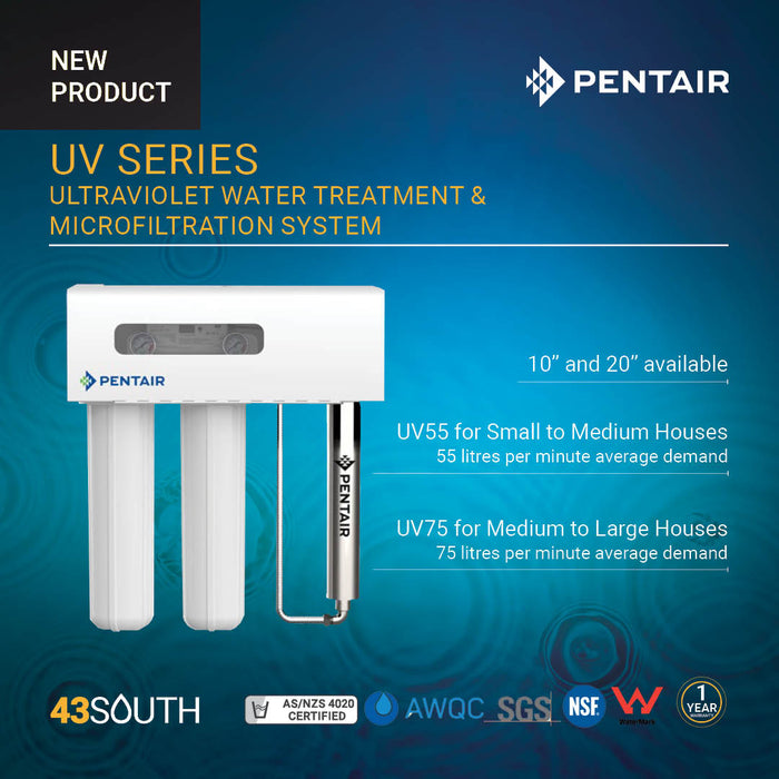 Pentair UV55 Dual Stage Ultraviolet 10" x 4.5" Water Filtration System (55LPM)