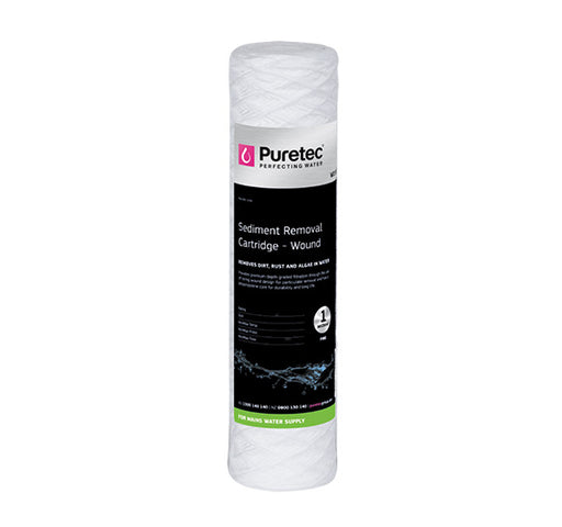 Puretec WD Series | Specialty Wound Sediment Cartridges Product Name: 10" (1 Micron) Standard 2.5" x 10" Hot Water Model (26Lpm)