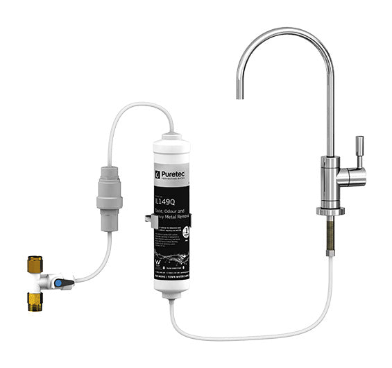 Puretec X3 Series | Inline Undersink Water Filter System with High Loop Faucet Product Name: Puretec X3 Unit Complete, Inline Replacement Cartridge (1 Micron)