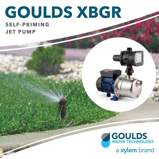 Goulds XBGR Self Priming Domestic Pressure Pump with Controller Product Name: XBGR 50 Pressure Pump with Controller 0.37kW, XBGR 75 Pressure Pump with Controller 0.55kW, XBGR 100 Pressure Pump with Controller 0.75kW