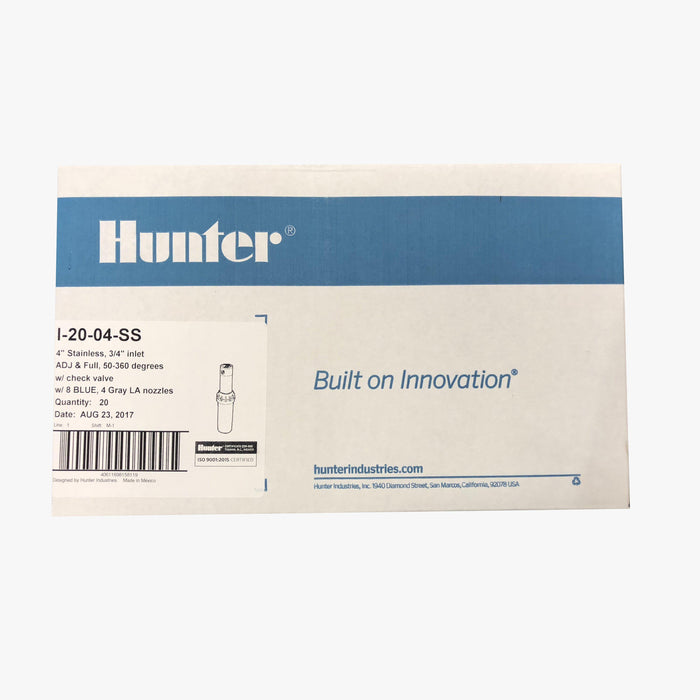Hunter I-20 100mm Gear Drive Sprinklers - 20/Box Product Name: Hunter I20 Ultra Sprinkler (Plastic) x 20, Hunter I20 Ultra Sprinkler (Stainless Steel) x 20