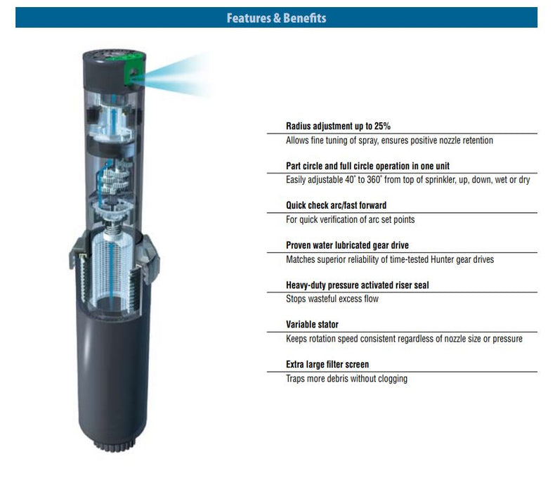 Hunter SRM 100mm Adjustable Gear Drive Sprinklers (15mm BSP)