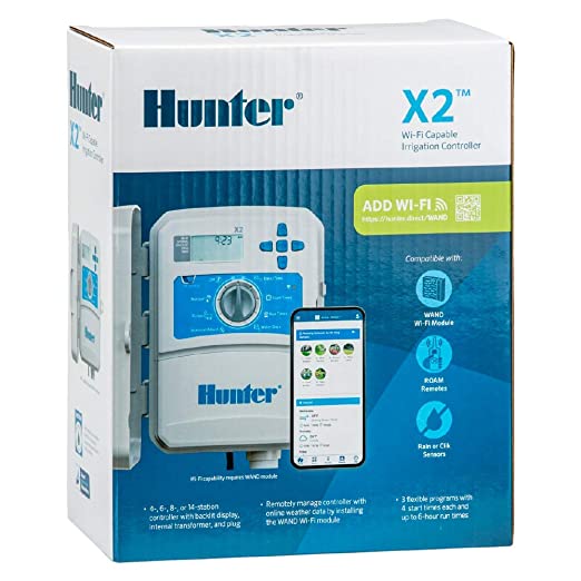 Hunter X2 Outdoor Irrigation Controller Product Name: Hunter X2 4 Station Outdoor Controller, Hunter X2 6 Station Outdoor Controller, Hunter X2 8 Station Outdoor Controller, Hunter X2 14 Station Outdoor Controller, Hunter X2 WIFI Module