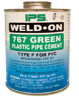 767 Weld On Green - Type P Presure - Fast Solvent Cement Size: 118ml