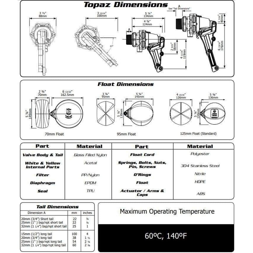 Jobe Topaz Trough Valves 200L/Min